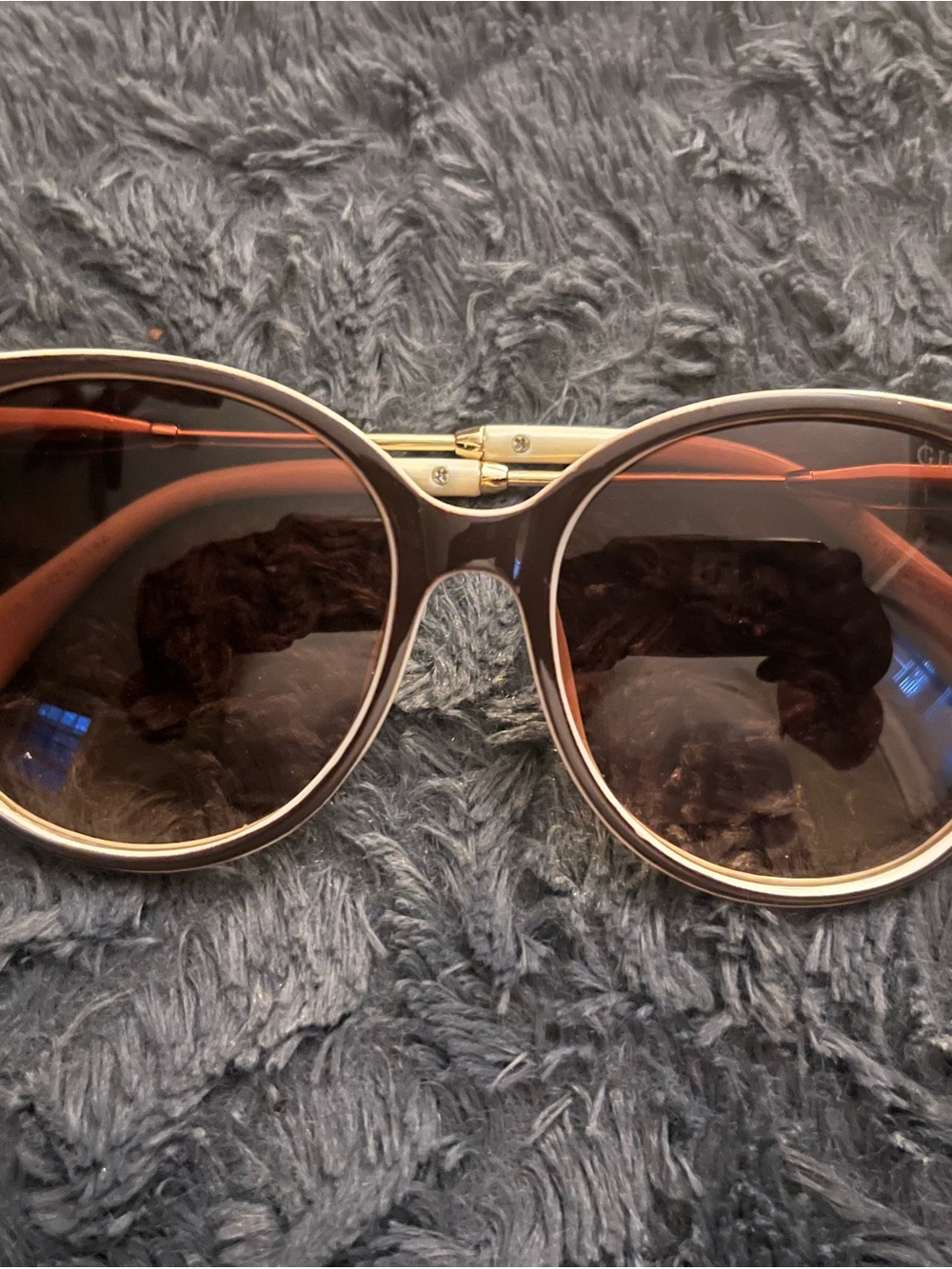 Gucci Round Brown Sunglasses with Gold Accents